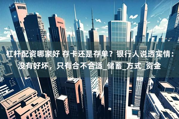 杠杆配资哪家好 存卡还是存单？银行人说透实情：没有好坏，只有合不合适_储蓄_方式_资金